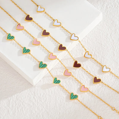 Romantic Heart Love Bracelet for Women Multi-color Stainless Steel Bracelet Gold Plated Luxury Wrist Chain Jewelry Girl Gifts