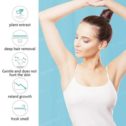 Quick hair removal cream, painless hair growth inhibitor, permanent hair removal for arms, armpits, legs, men's and women's