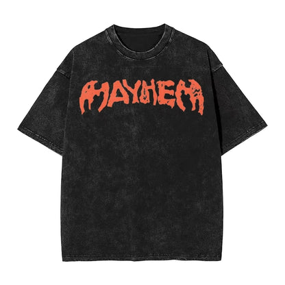 Washed T Shirts Lady Gaga Mayhem Hip Hop Retro Vintage High Street Streetwear Short Sleeve Print Tees Men's Women Tops Harajuku