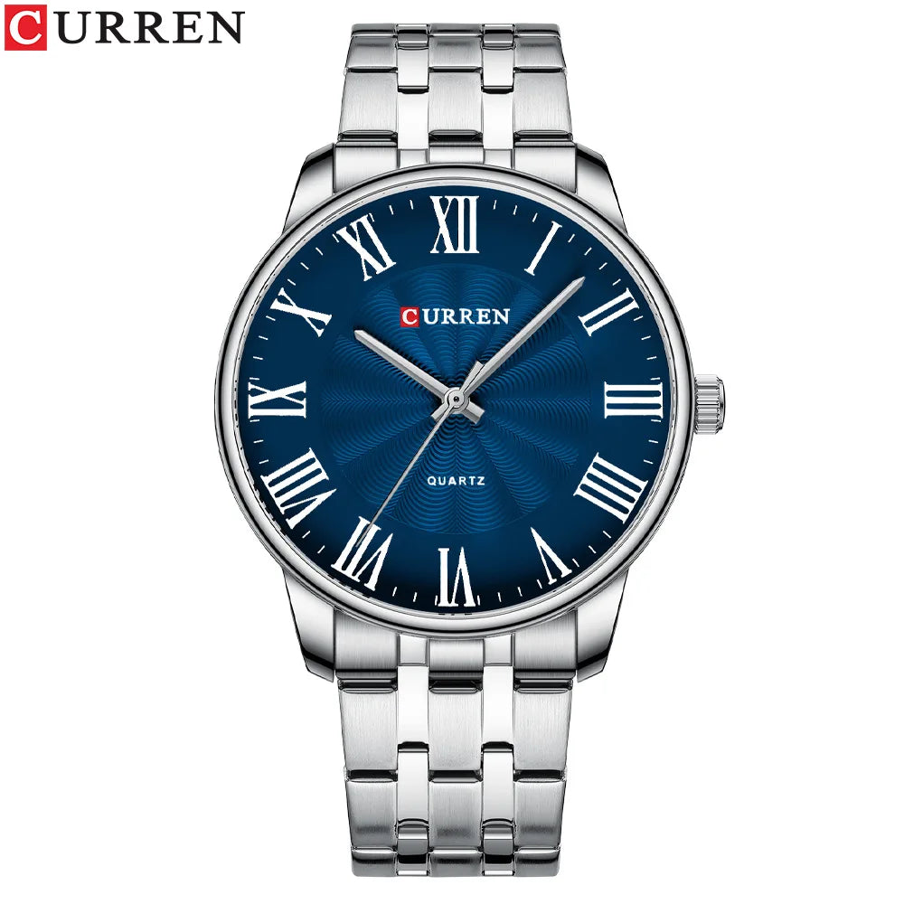 Curren 8422 Men's Minimalist Roman Numeral Quartz Watch, Water-resistant Round Business Wristwatch