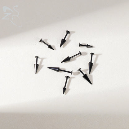 ZS 3pcs/lot 16g Cone Spike Labret Stud Surgical Steel Cartilage Earrings Black Color Barbell Piercing Tragus Helix Rook Jewerly