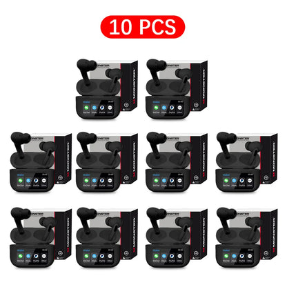 MONSTER Wireless Bluetooth 5.3 Earphones LCD Touch Screen Headphones ANC Noise Reduction Headset Built In HD Mic  Music Earbuds