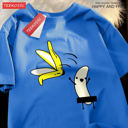 Remove Banana Peels Men Women T-Shirts Oversized Tshirt Cotton Summer Short Sleeve Street Loose Oversize Tee Clothes Couple