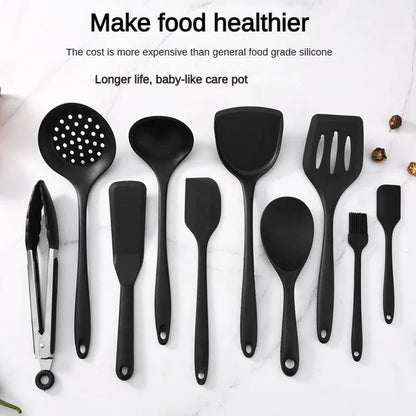 1/10PCS Food-Grade Silicone Kitchen Tools Set, Heat-Resistant Slotted Spoon for Non-Stick Cookware & Hot Pot, Multi-Use Strainer