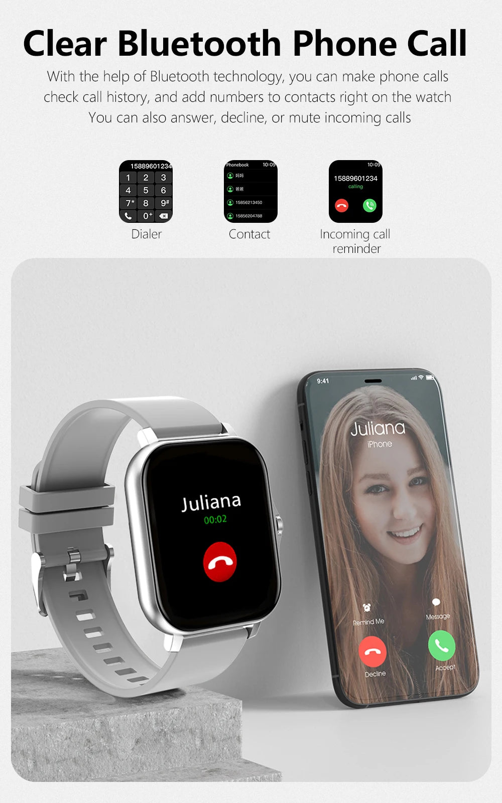 Multifunction Smart Watch For Men Women Kids Message Remind Music Control Sport Step Calories D13 Smartwatch Alarm Clock 116Plus