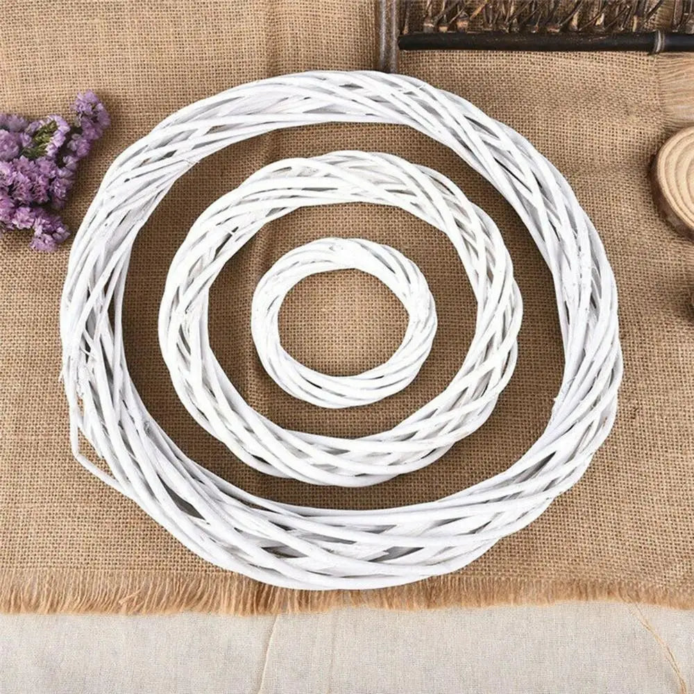 10-30CM Christmas Rattan Ring White Wreath Garland Hanging Vine Ring DIY Craft Xmas Ornaments Xmas Party Decorations