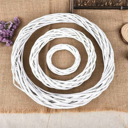 10-30CM Christmas Rattan Ring White Wreath Garland Hanging Vine Ring DIY Craft Xmas Ornaments Xmas Party Decorations