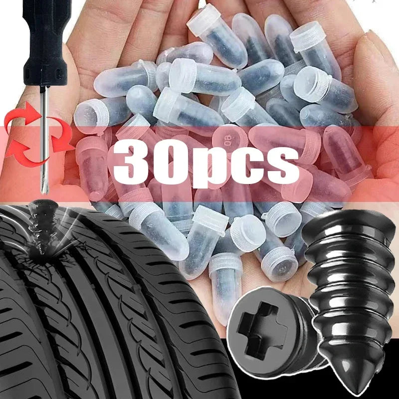 10/30Pcs Motorcycle Car Vacuum Tire Repair Nail Tool with Rubber Metal Fittings Auto Tyre Maintenance Car Service Tool