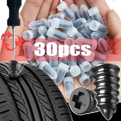 10/30Pcs Motorcycle Car Vacuum Tire Repair Nail Tool with Rubber Metal Fittings Auto Tyre Maintenance Car Service Tool