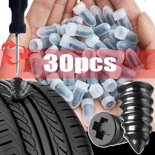 10/30Pcs Motorcycle Car Vacuum Tire Repair Nail Tool with Rubber Metal Fittings Auto Tyre Maintenance Car Service Tool