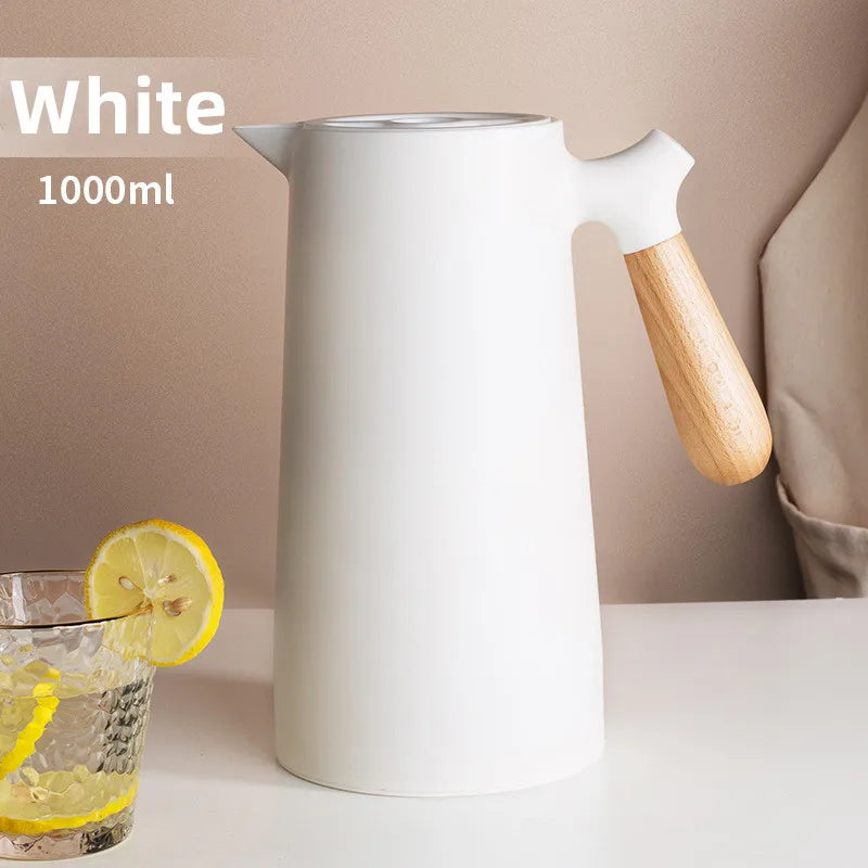 1000ML Large Capacity Thermos Nordic Thermal Insulation Kettle Coffee Thermal Insulation Pot Glass Liner Thermos Hot Water