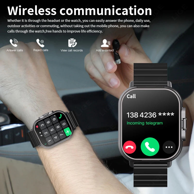 NFC Smart Watch TWS 2-in-1 Headset Bluetooth Call Heart Rate Blood Pressure Health Monitoring Headphones Play Music Smartwatch