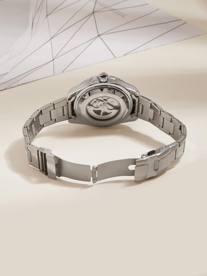 Men automatic watch business waterproof mechanical watches luxury stainless steel day date mens watch man gift