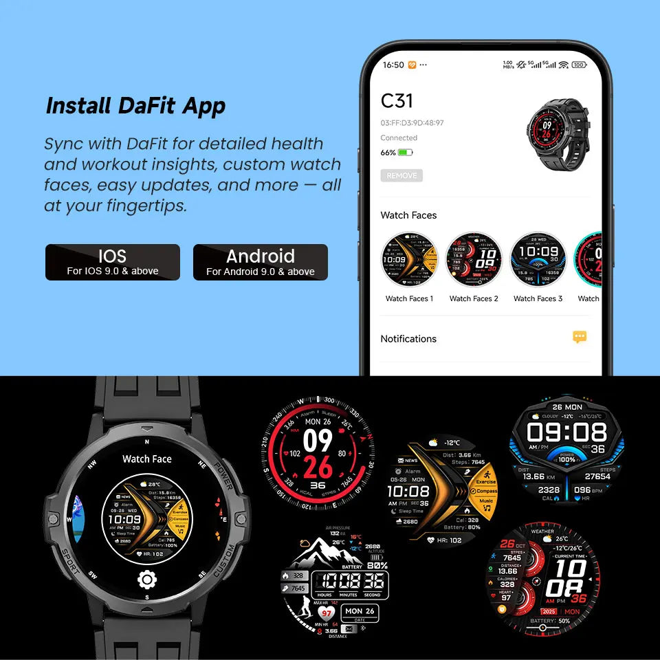 2025 NEW GPS Smart Watch 1.46'' AMOLED Display Built-in Compass Barometric Altimeter 5ATM 580mAh Battery Sports Smartwatch Men