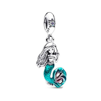 2025 New Disney Beautiful Princess Dress Bead Pendant 925 Silver Suitable for European Original Bracelet DIY Exquisite Jewelry
