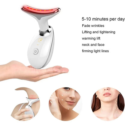 7 Colors LED Lights Face Neck Beauty Device Vibration Massage Improve Neck Lines Face Lifting Machine for Wrinkles, Double Chin2