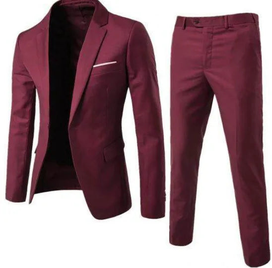 Business Casual Men's Two-Piece Suit Set Wedding Groomsmen Pure Color Formal Wear Spring Summer Autumn Winter New Arrival