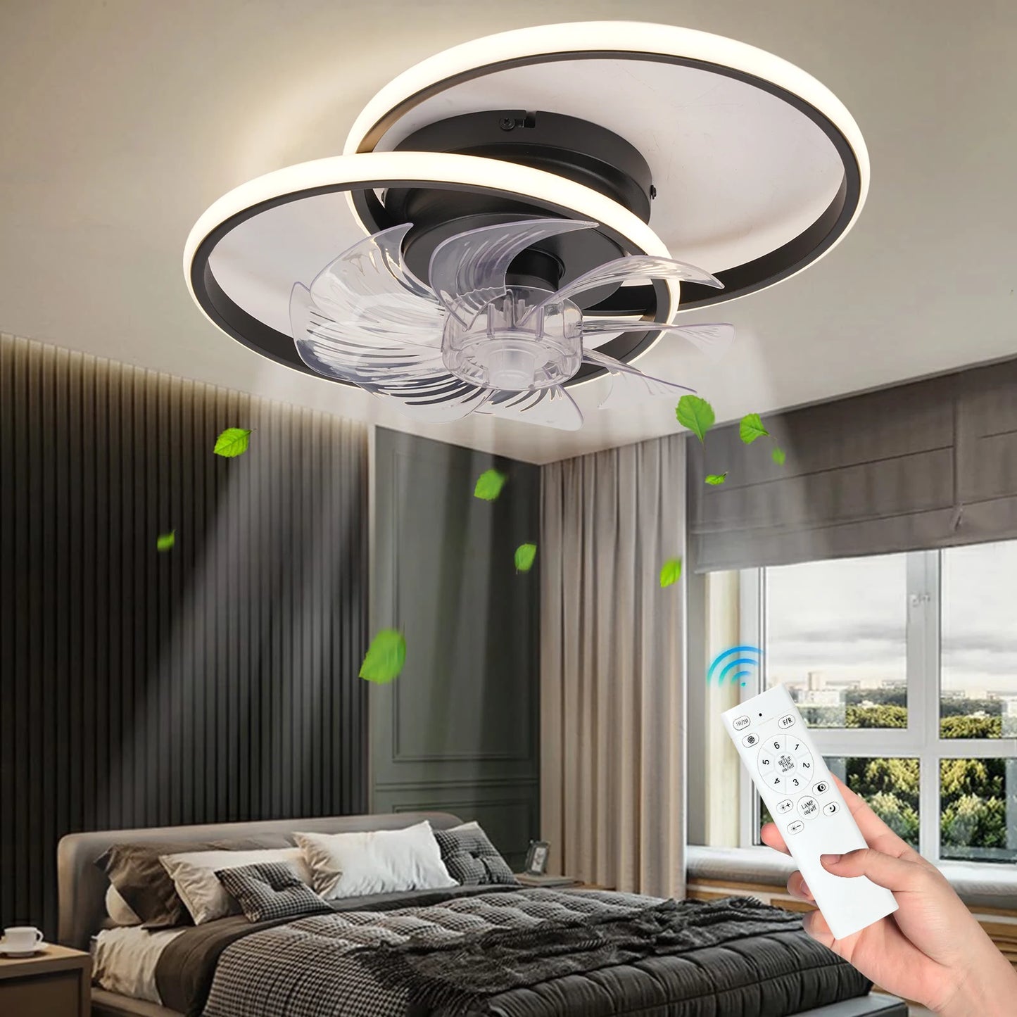 Smart Mute Ceiling Fan with Lighting White Intelligent Dimming 6 Wind Power Ceiling Fan with Remote Control APP Home Appliance