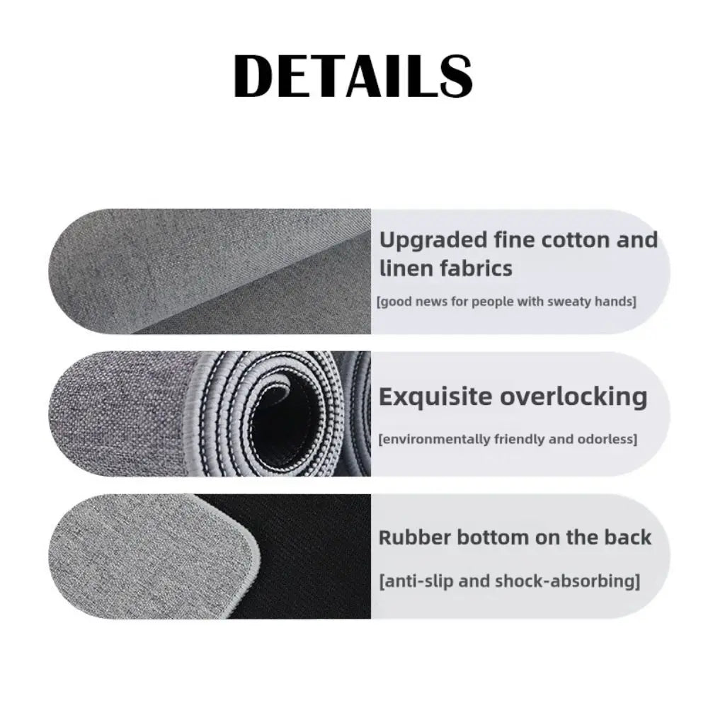 New Modern Linen Mouse Pad Rubber Waterproof Keyboard Mice Mat Leather 80*30cm Computer Laptop Mousepad Home Office