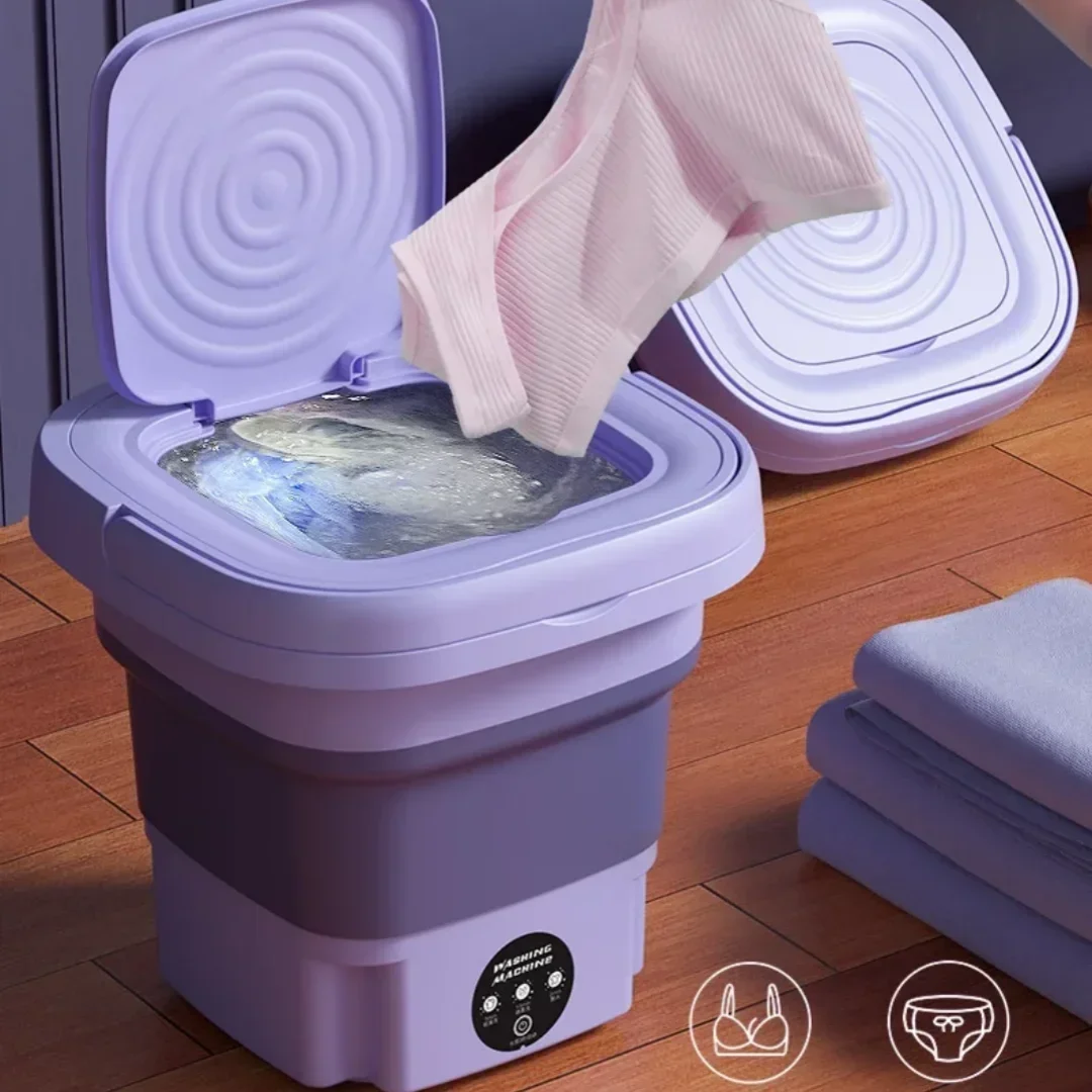 Portable washing machine 8L small foldable spin dryer mini laundry for socks underwear home shop lightweight and efficient