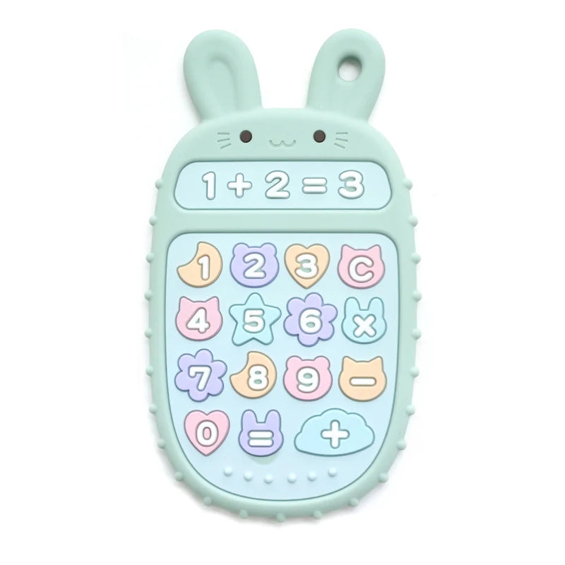Baby Soft Silicone Phone Remote Control Teether Toy BPA Free Bear Shaped Nursing Teething Toys for Toddler Sensory Development