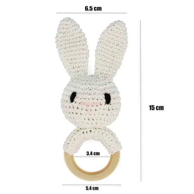 1pc Baby Rattles Crochet Flower Rattle Toy Wood Ring Baby Teether Rodent Infant Gym Mobile Rattles Newborn Educational Toys Gift