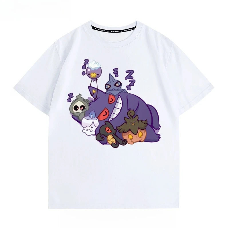 Pokémon Peripheral Clothes Gengar Cartoon Couple Wear Short-sleeved Top Men and Women Summer Animation Peripheral Joint T-shirt