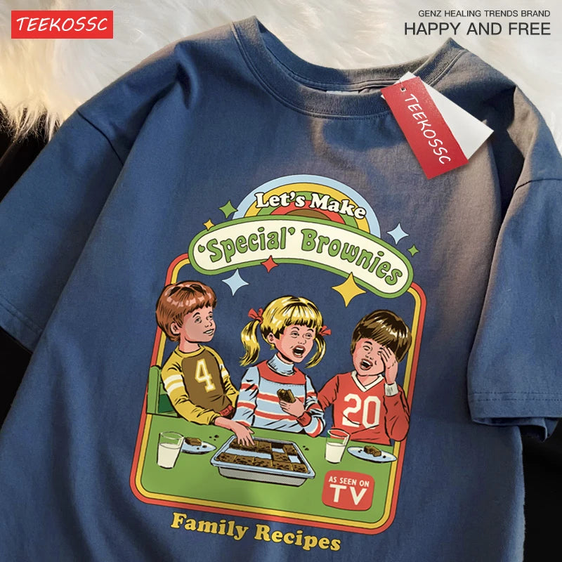 Let’S Make Brownies Family Recipes T Shirt Men Women Cotton Clothes Loose Casual Tshirt Loose Breathable Street Tees Couple
