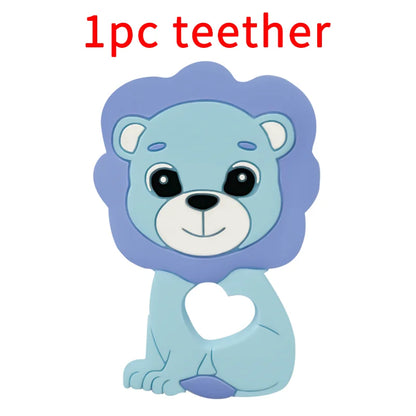 1/3/10pcs Lion Baby Silicone Teether Beads Toy DIY Pacifier Chain Necklaces Pendant Bite Chew Rodent For Teething Kids Toys
