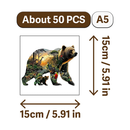 Bear and Animal World Theme Wooden Jigsaw Puzzle Wood Home Decor Painting Christmas and Halloween Gift Toy for Teen and Kid