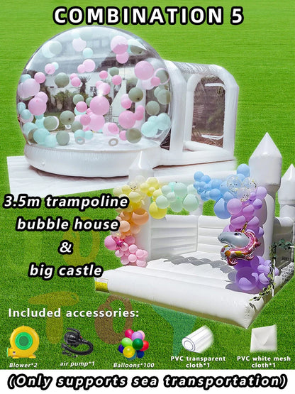 JOLLY TOYS Balloon Inflatable Bubble House with Trampoline and Transparent Dome PVC Material with Blower for Children Birthday