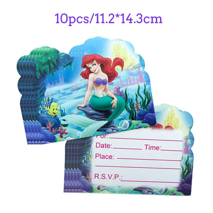 The Little Mermaid Birthday Party Decoration Princess Ariel Paper Napkin Plate Cup Tablecloth Balloons Kids Baby Shower Supplies