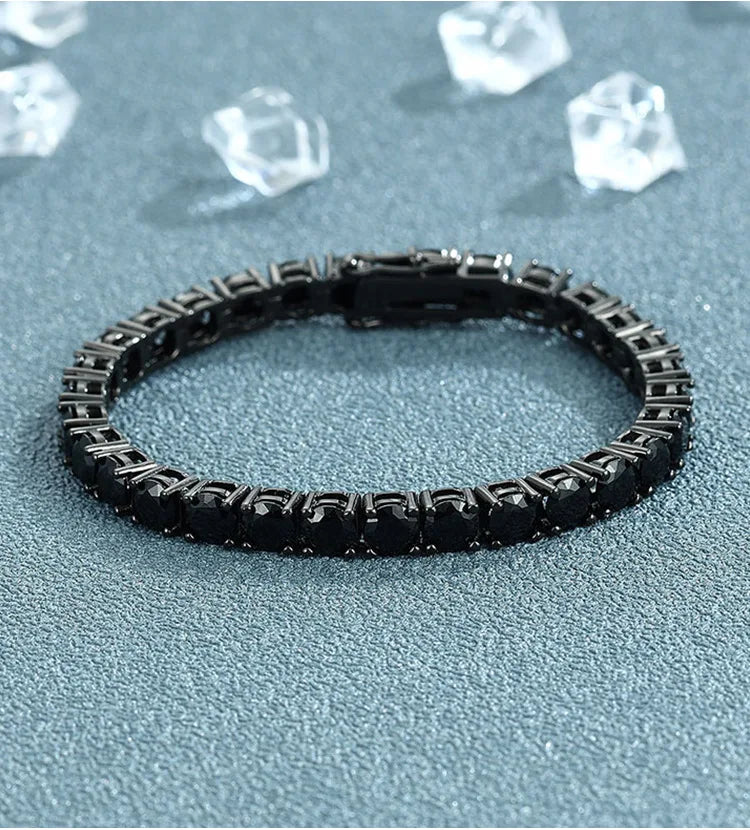 EUREKA 3/4/5mm Black Moissanite Tennis Bracelet Full Diamond GRA 925 Sterling Silver Plated 18k Hiphop Bracelets for Women Man