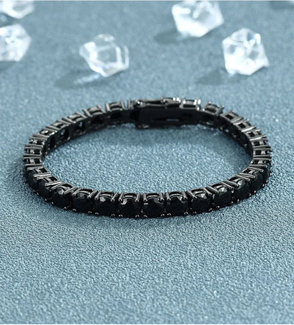 EUREKA 3/4/5mm Black Moissanite Tennis Bracelet Full Diamond GRA 925 Sterling Silver Plated 18k Hiphop Bracelets for Women Man
