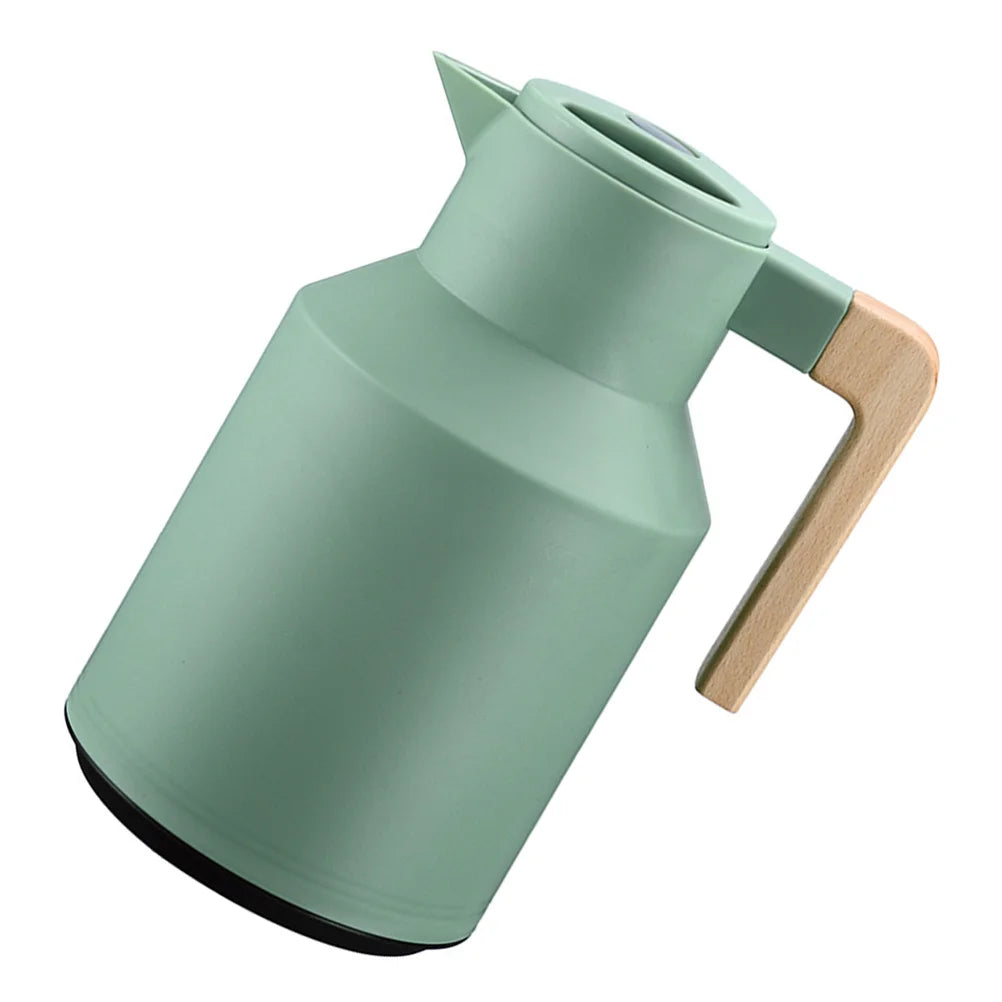 Household Insulated Pot Thermal Carafe with Glass Liner Wooden Handle Portable Hot Water Kettle Long Heat Preservation Washable