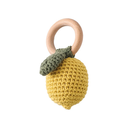 1pc Baby Rattles Crochet Flower Rattle Toy Wood Ring Baby Teether Rodent Infant Gym Mobile Rattles Newborn Educational Toys Gift