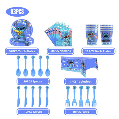 Stitch Party Supplies For Child Lilo And Stitch Birthday Party Decorations Balloons Banner Tablecloth Backdrop Tableware
