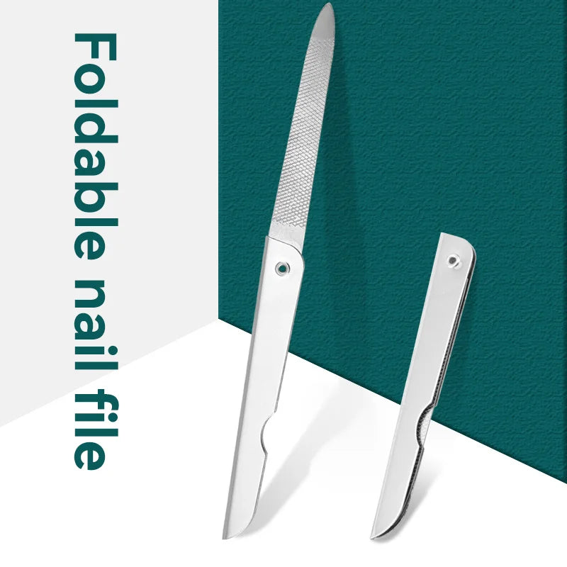 The stainless steel folding nail file strip is a portable and convenient tool for beauty, nail care and manicure