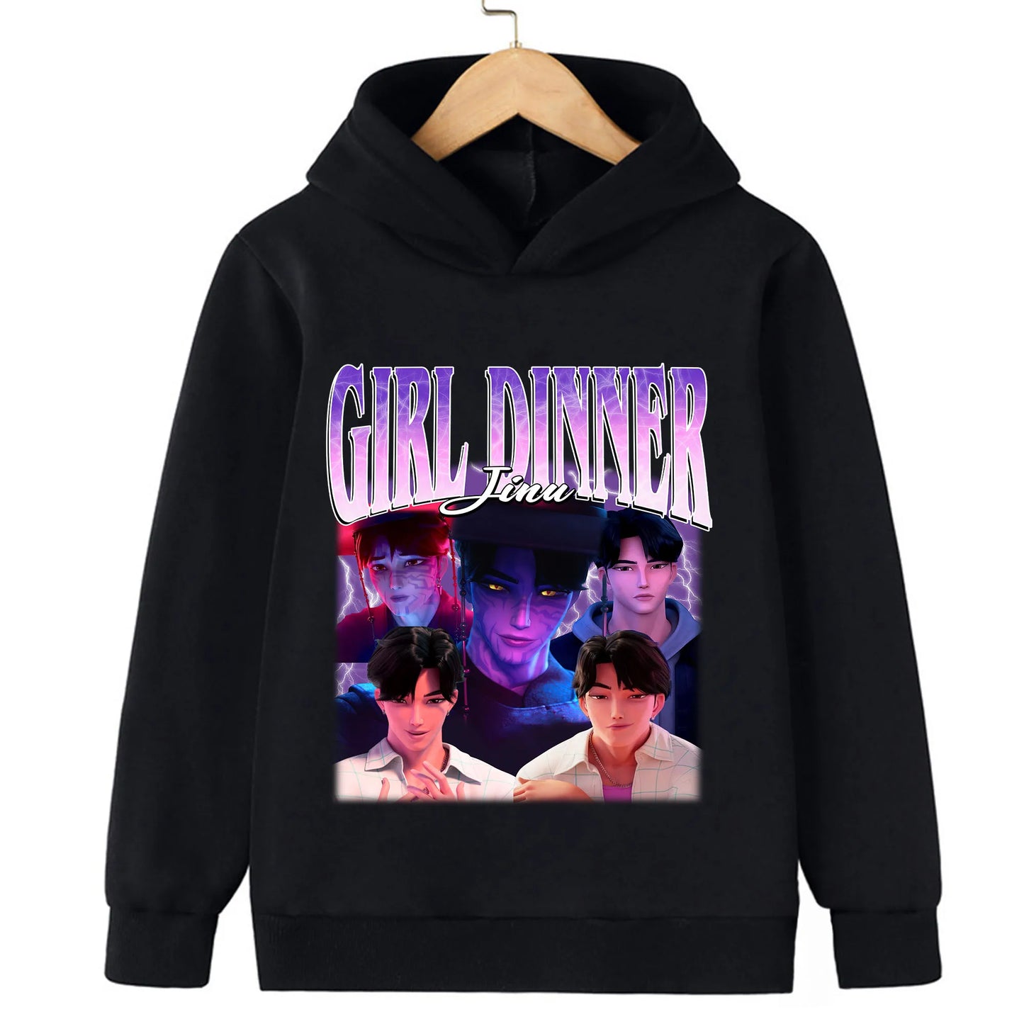 2025 KPop Demon Hunter Cartoon Girls Boy Hooded Sweatshirt Warm Children's Korean Wave Fashion Casual Tops Casual Girls Clothing