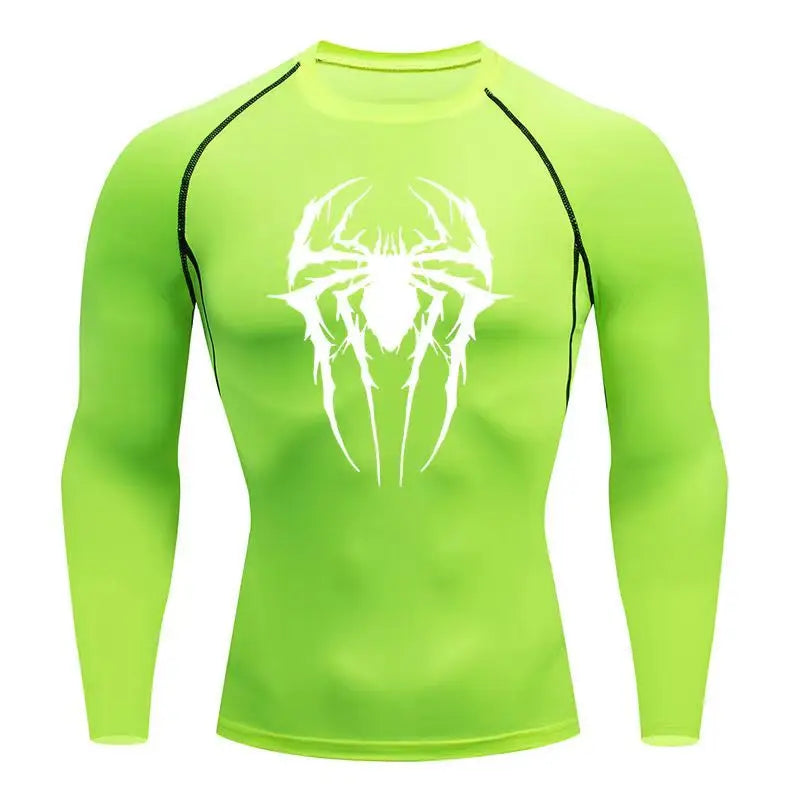 Casual Anime Print Running Compression T-Shirt Men Quick-Drying Fitness Sportswear Gym Sports Long Sleeve Breathable Top S-3XL