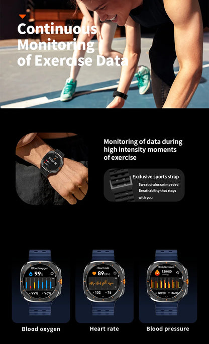 Smart Watch 8 Ultra New Color Matching GPS Compass Smartwatch Bluetooth call NFC IP68 Waterproof Health monitoring Reduction100%