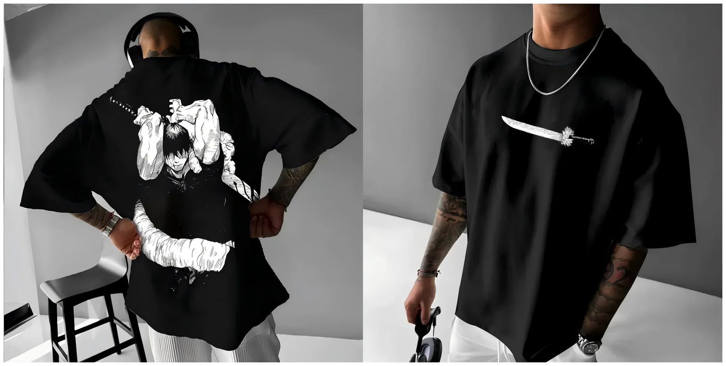 Fushiguro Toji Jujutsu Kaisen Anime Summer T-shirt Men Women Oversized Harajuku Casual Fitness Retro Loose Short Sleeves Y2k Top
