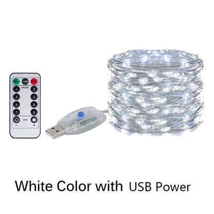 Led String Light Christmas Fairy Light USB Battery Remote Garland Copper Wire LED Lamp for Wedding Party Decoration 10M 20M