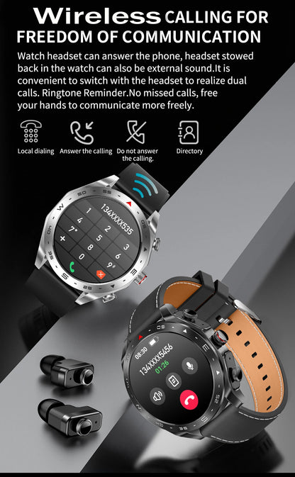 2024 New Smart Watch TWS 2-in-1 Bluetooth Earphones AI Voice SIRI Wake Up Motion Trajectory Tracker Men's and Women's Smartwatch