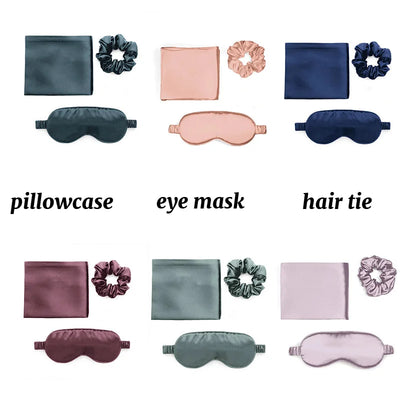 3-eye Mask, Headband, Pillowcase, Satin Imitation Silk Tone, Helpful For Sleep And Relieving Eye Fatigue, Suitable For Home Trav