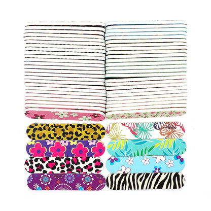 20pcs 9cm Cartoon Printed Emery Board Nail Files Beauty Assorted Cute Patterns Double Sided Manicure Pedicure Tools Nail Care