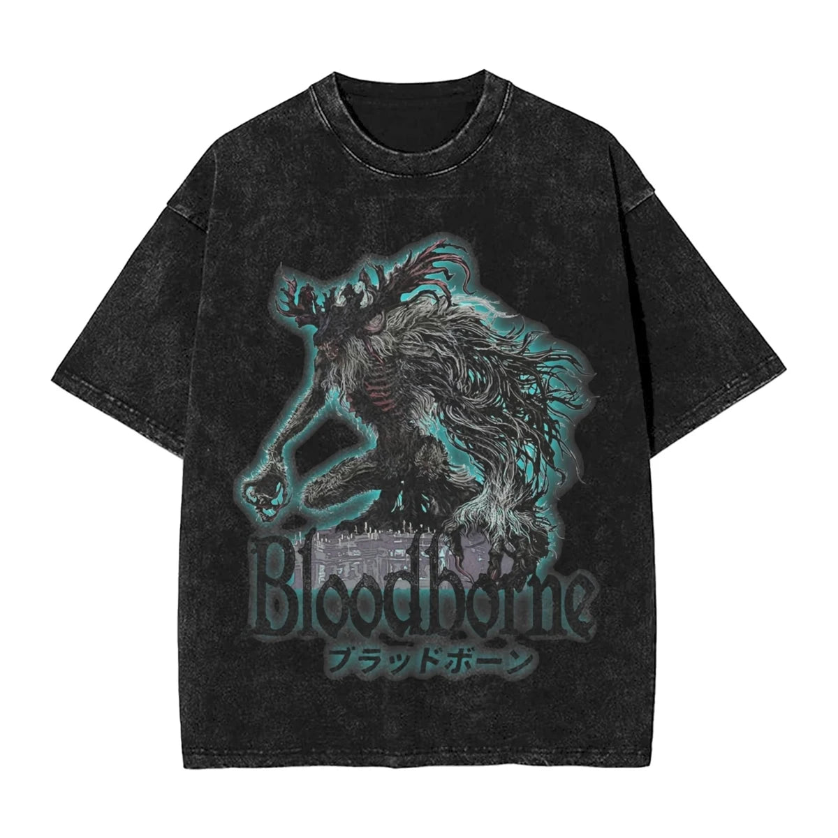 Bloodborne Darks Souls Washed T Shirts Streetwear Hip Hop Vintage T-Shirt  Tees Tops for Men Women Cotton Street Graphic Printed