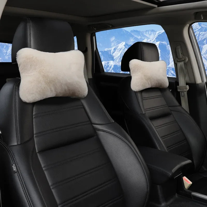 2pc Plush Car Headrest & Neck Pillow - Soft Foam, Adjustable Headrest for, SUVs, Trucks, Buses Portable Travel Headrest Pillow
