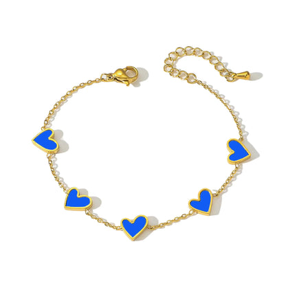 Romantic Heart Love Bracelet for Women Multi-color Stainless Steel Bracelet Gold Plated Luxury Wrist Chain Jewelry Girl Gifts