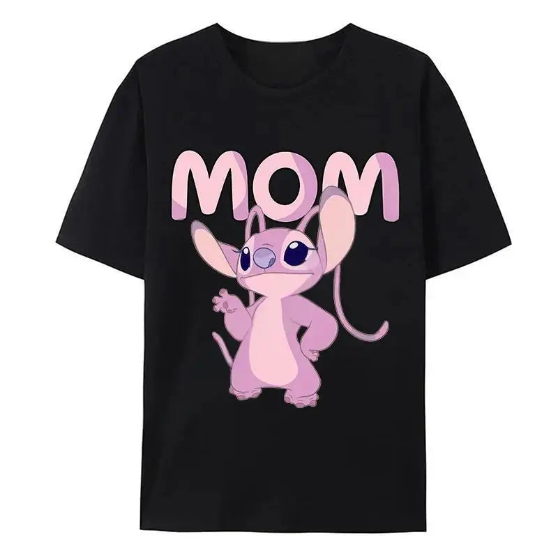 Stitch  Adult Dad Mom T-Shirt Tops Man Woman Summer Parent-child Clothing Tee Family Clothes Cartoon Anime